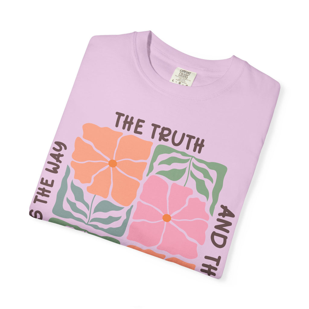 Christian Floral T-Shirt — "The Truth and the Life" John 14:6 Graphic Tee