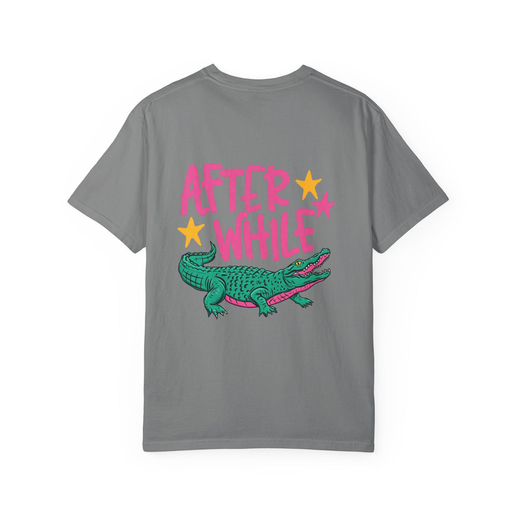 Later/After While Alligator T-Shirt — Retro Pink & Teal Graphic Tee