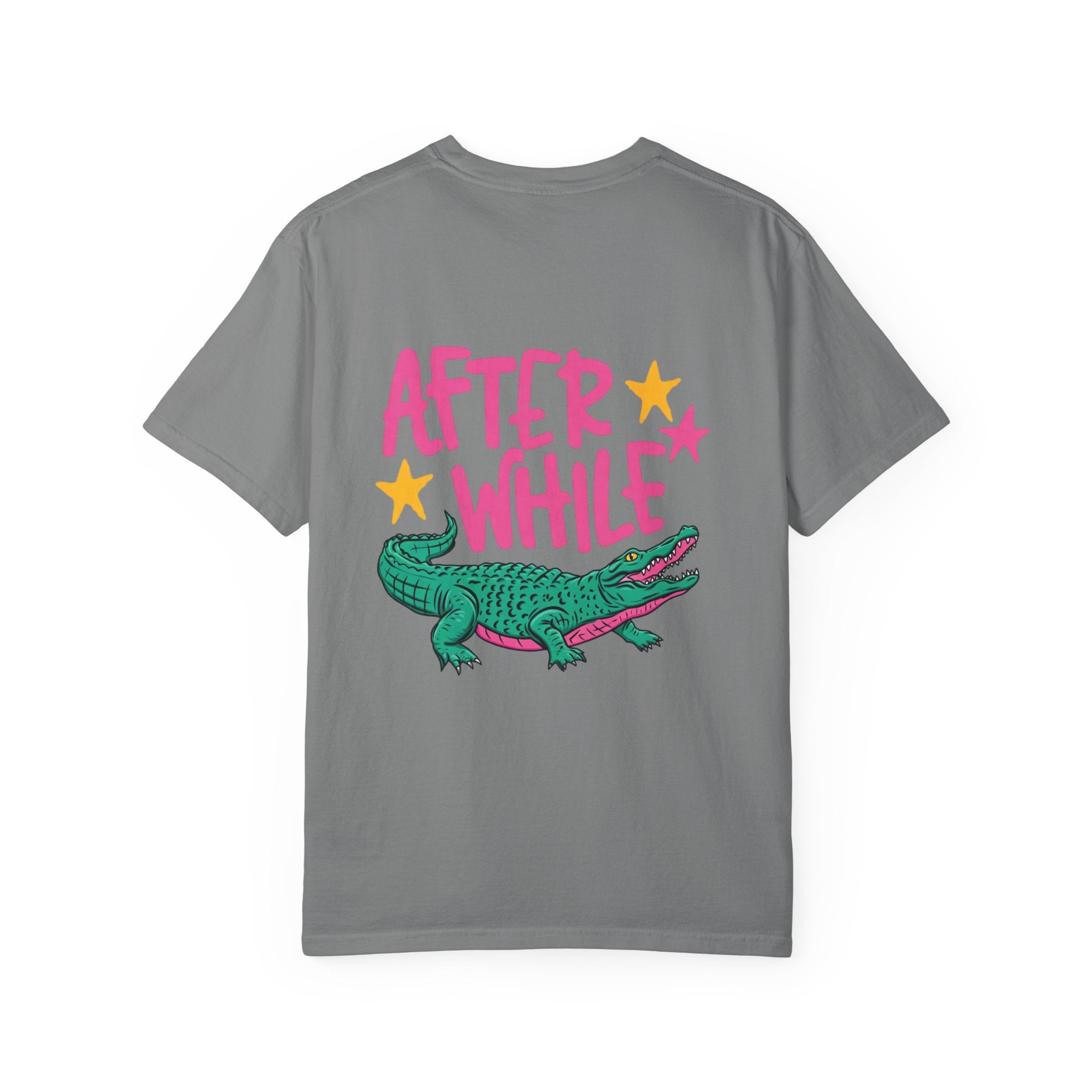 Later/After While Alligator T-Shirt — Retro Pink & Teal Graphic Tee