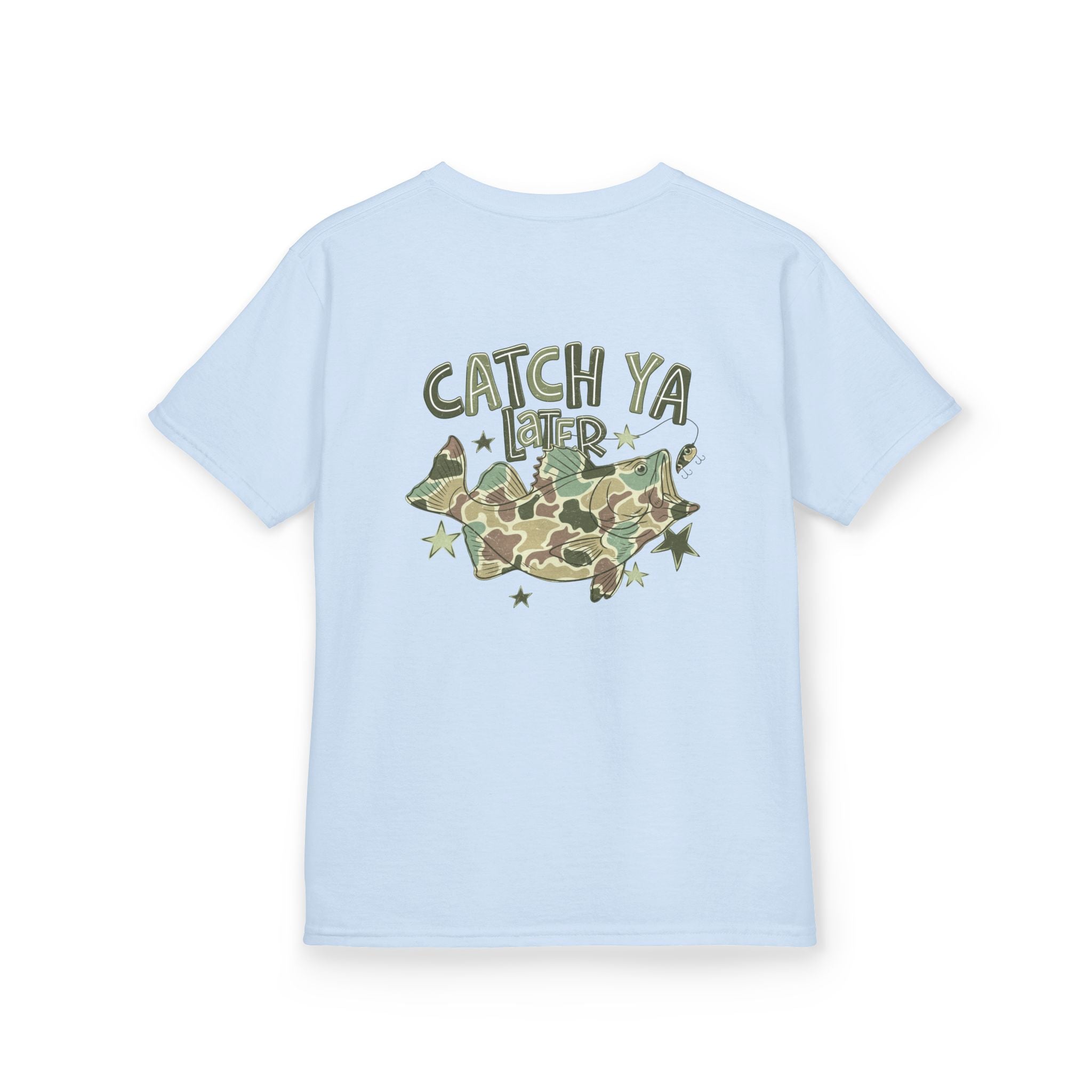 Kids Tee — "Catch Ya Later" Camo Shark Graphic