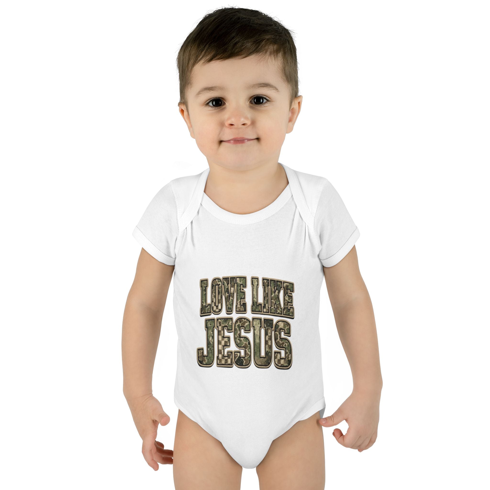 Infant Bodysuit - "Love Like Jesus" Camo Christian Baby Onesie