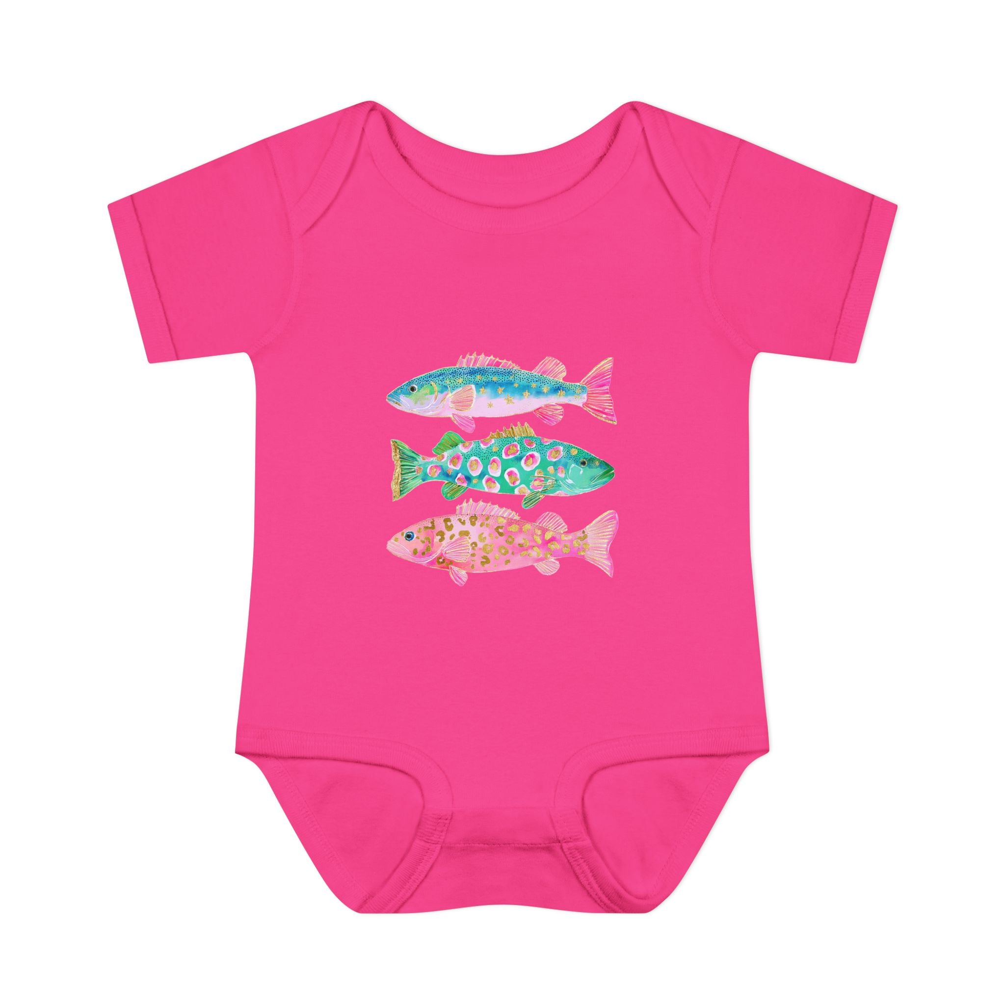 Baby Bodysuit — Colorful Watercolor Fish Onesie for Infants