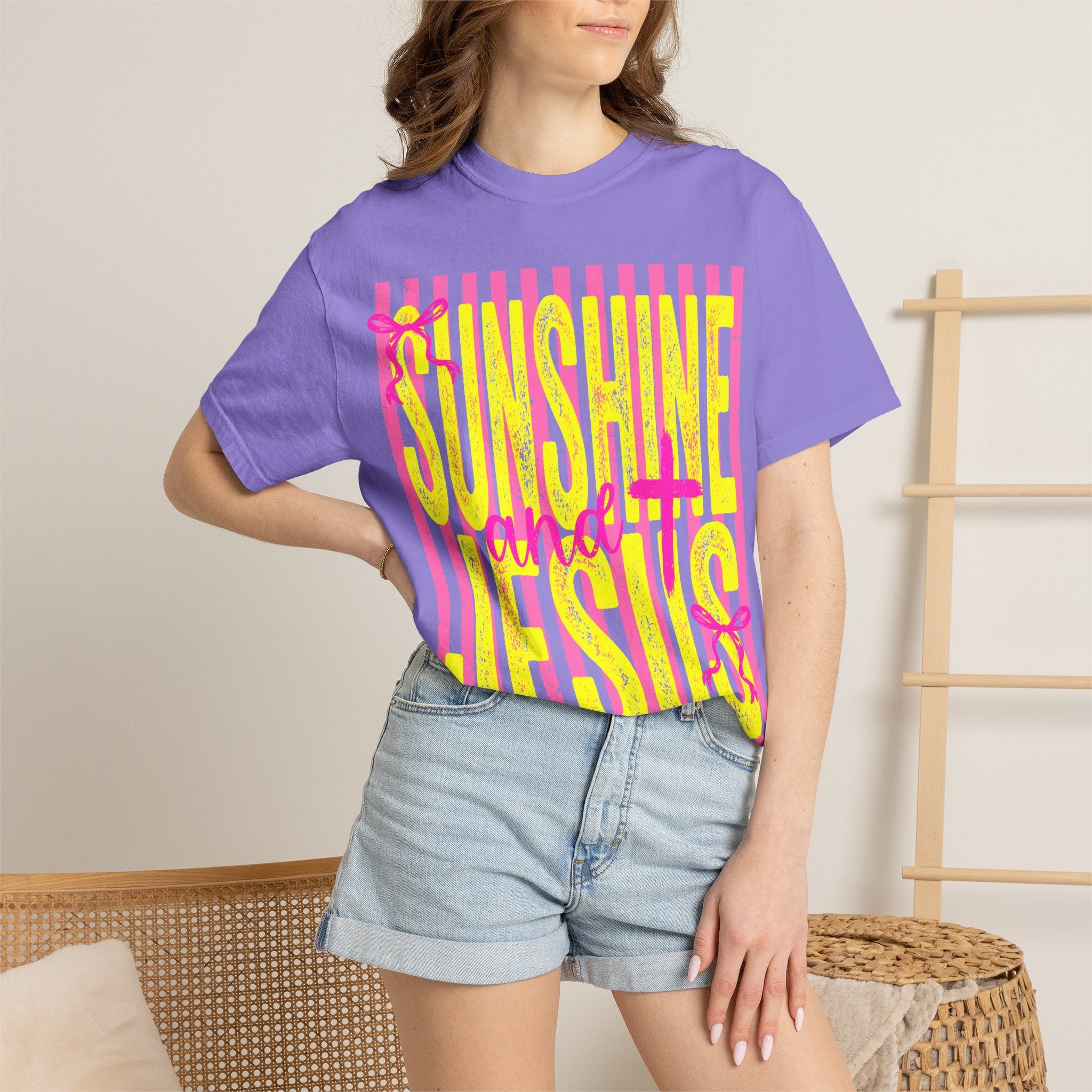 Sunshine and Jesus Graphic T-Shirt — Bright Faith Tee for Women & Men