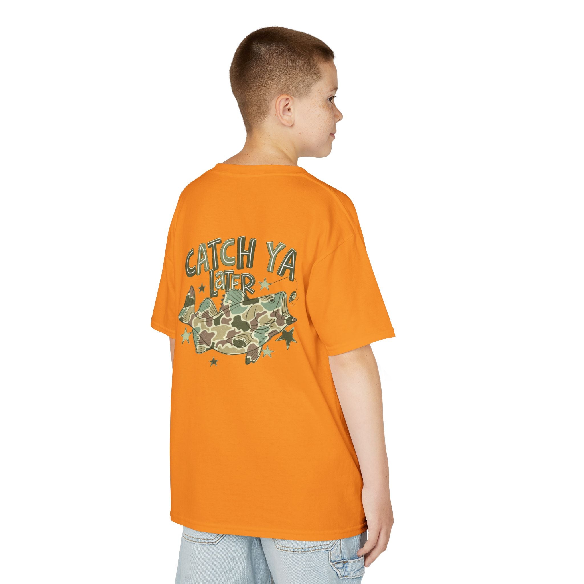 Kids Tee — "Catch Ya Later" Camo Shark Graphic