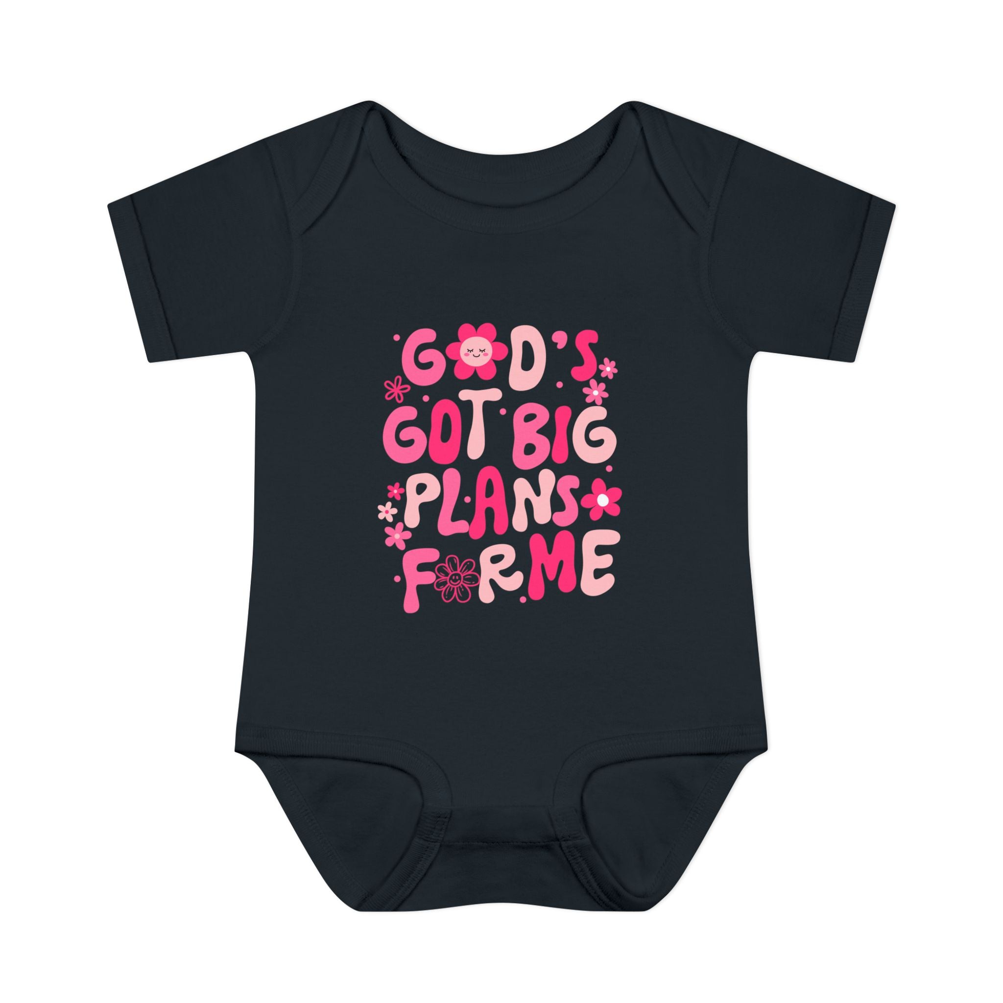 Girls God’s Got Big Plans For Me Infant Bodysuit — Pink Floral Baby Onesie