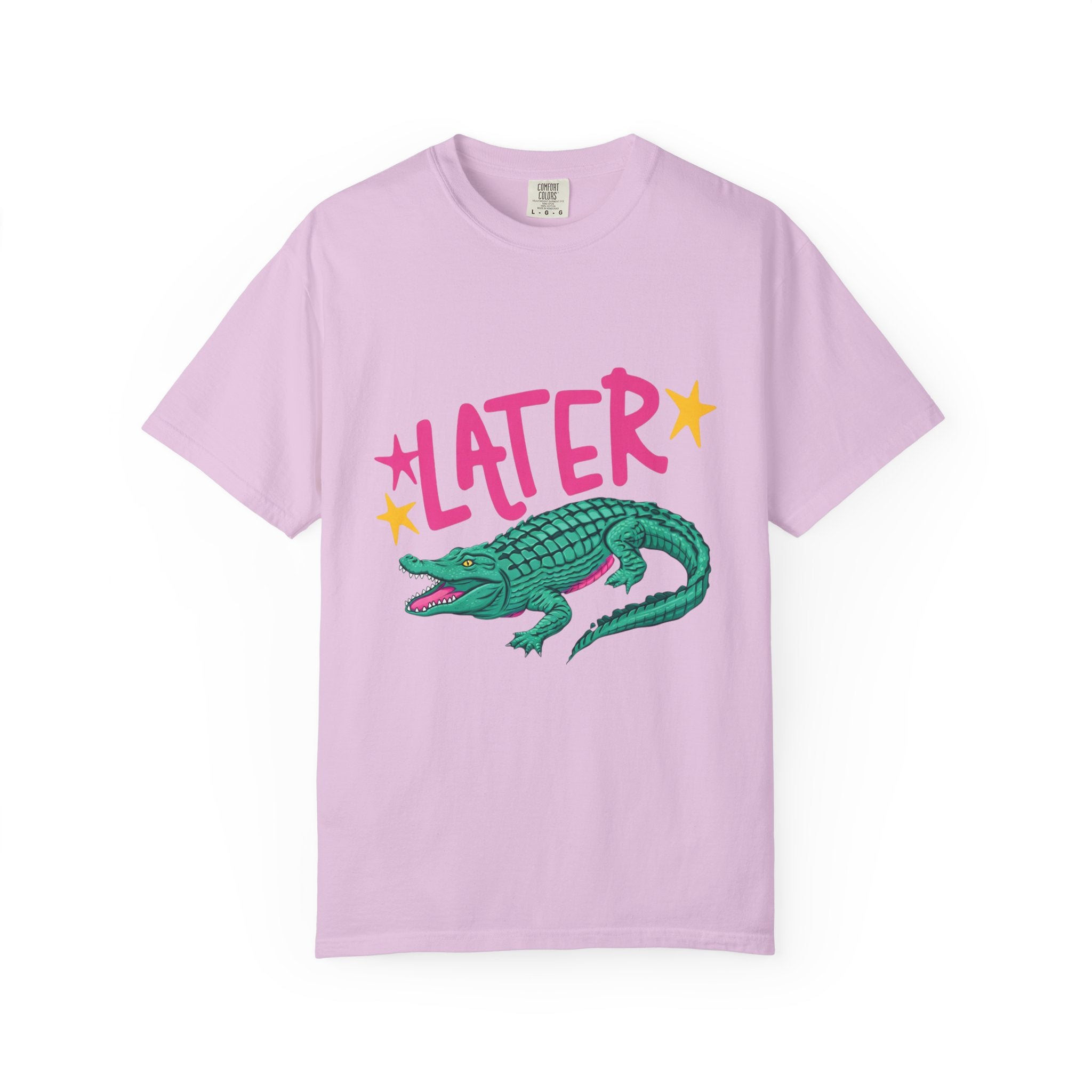 Later/After While Alligator T-Shirt — Retro Pink & Teal Graphic Tee